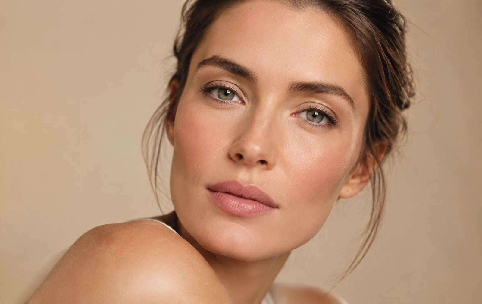 Serene woman with smooth, natural-looking skin